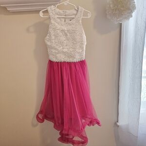 Speechless Kids White Lace and Pink Skirt Kids Dress